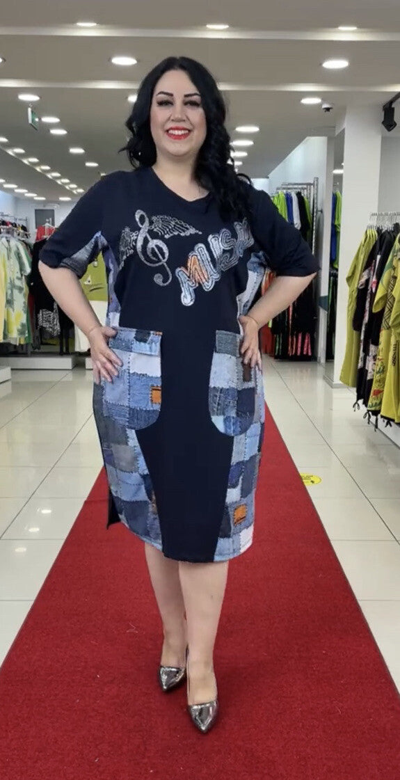 ✨ LaVelina Music Patchwork Dress – Sz 22 / Made in Turkey