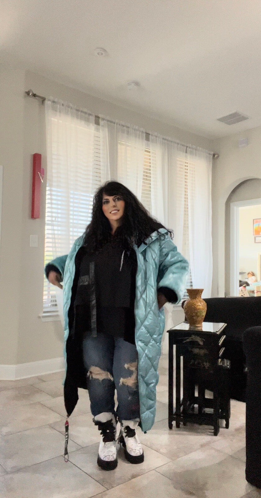 Darkwin Metallic Blue Quilted Coat Sz 18/1 – Turkey Design