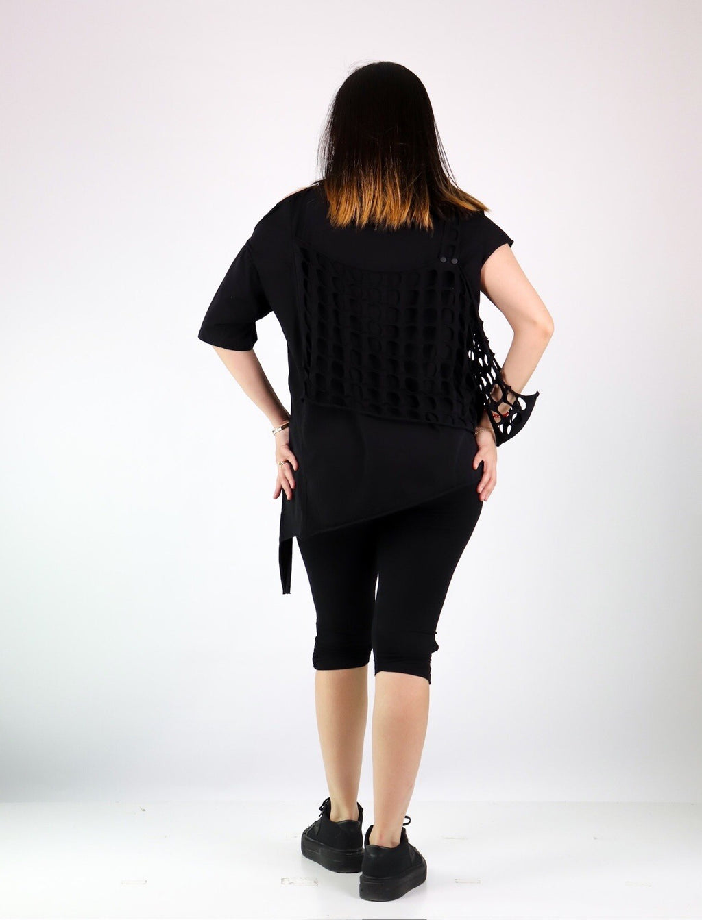 Bukezy Black Cutout Asymmetrical Top Sz L Made In Turkey