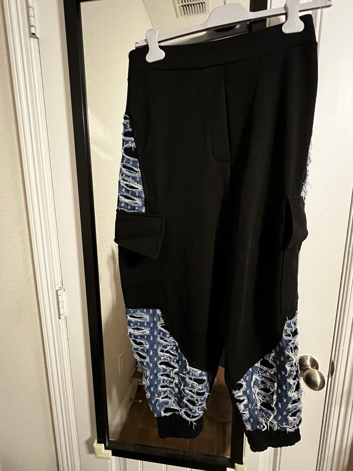 H4 oversized Pants denim & black sz 12/38 made in Turkey