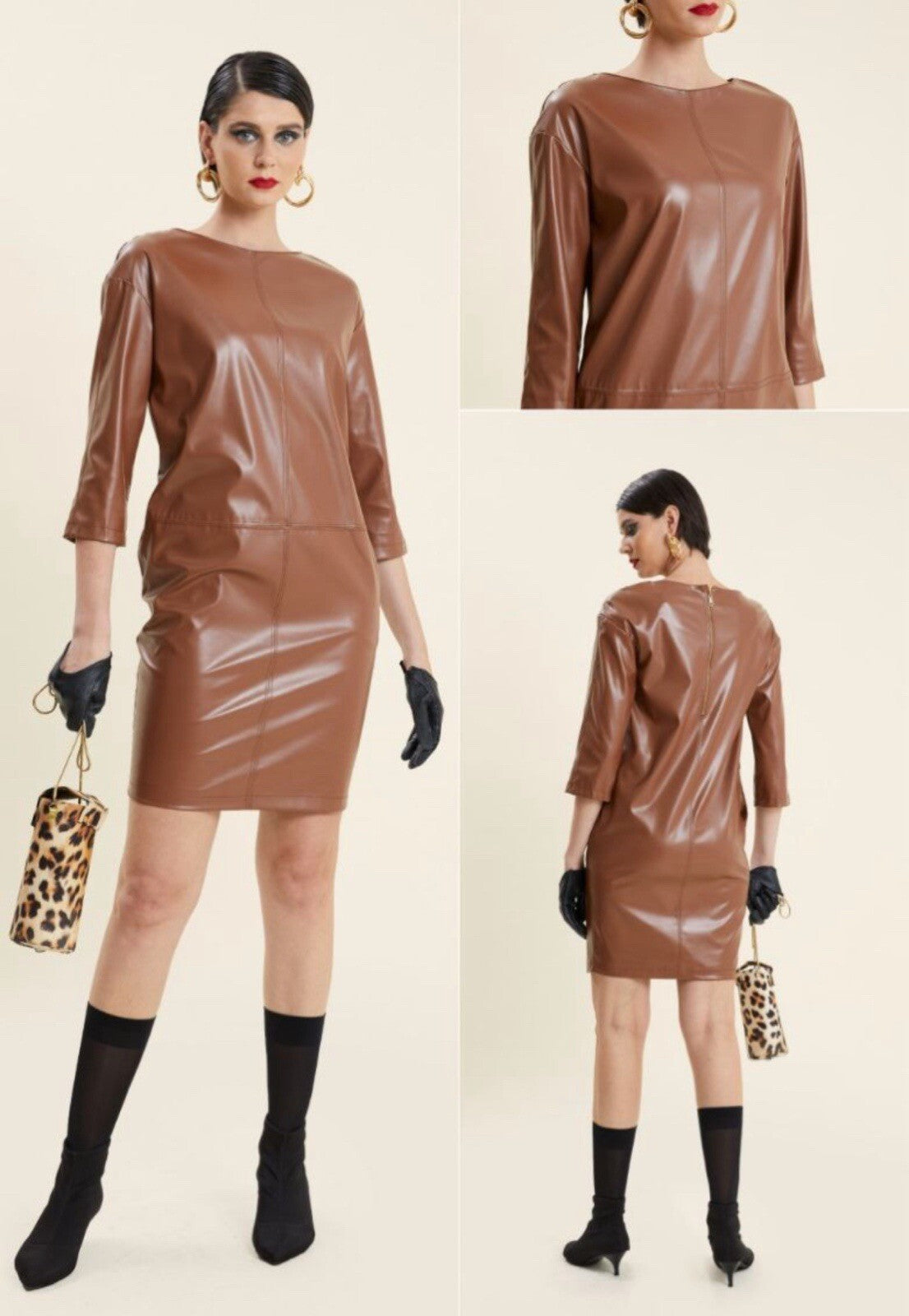 Verda Chic Eco Leather Dress Sz 10/44 | Made In Turkey Modern Style