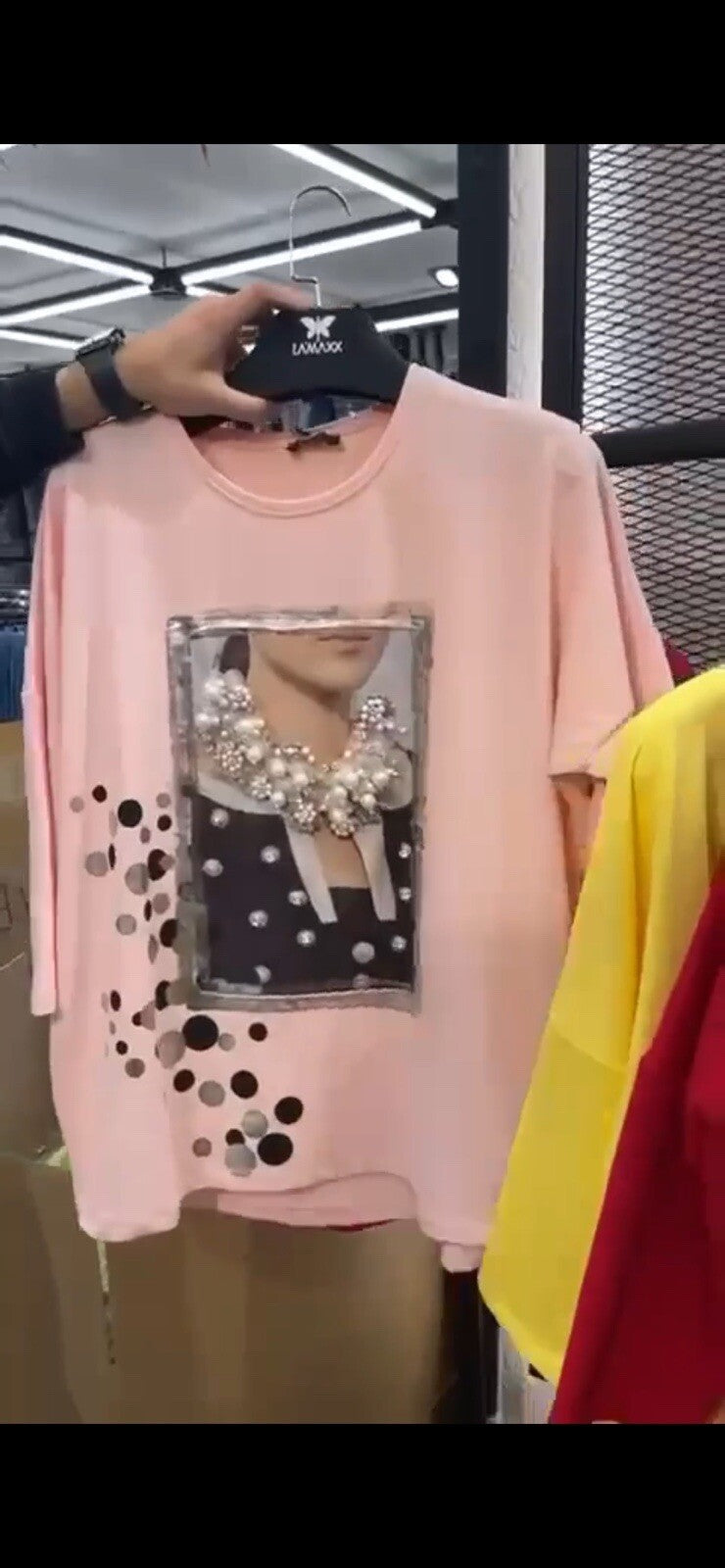 LaMaxx Pearl Graphic Pink Top Sz 20/3 Made In Turkey