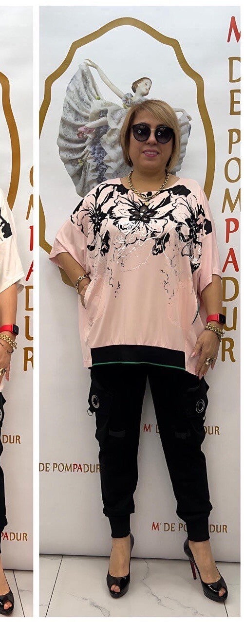 ✨ MyLife Pink Floral Oversized Top, Sz 20/2, Made in Turkey