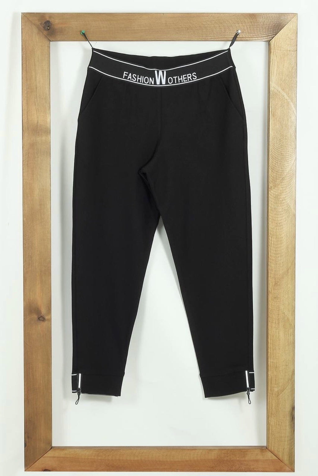 Distaff Pants Sz 8/42 Black White Trim Slim Fit Jogger Made In Turkey