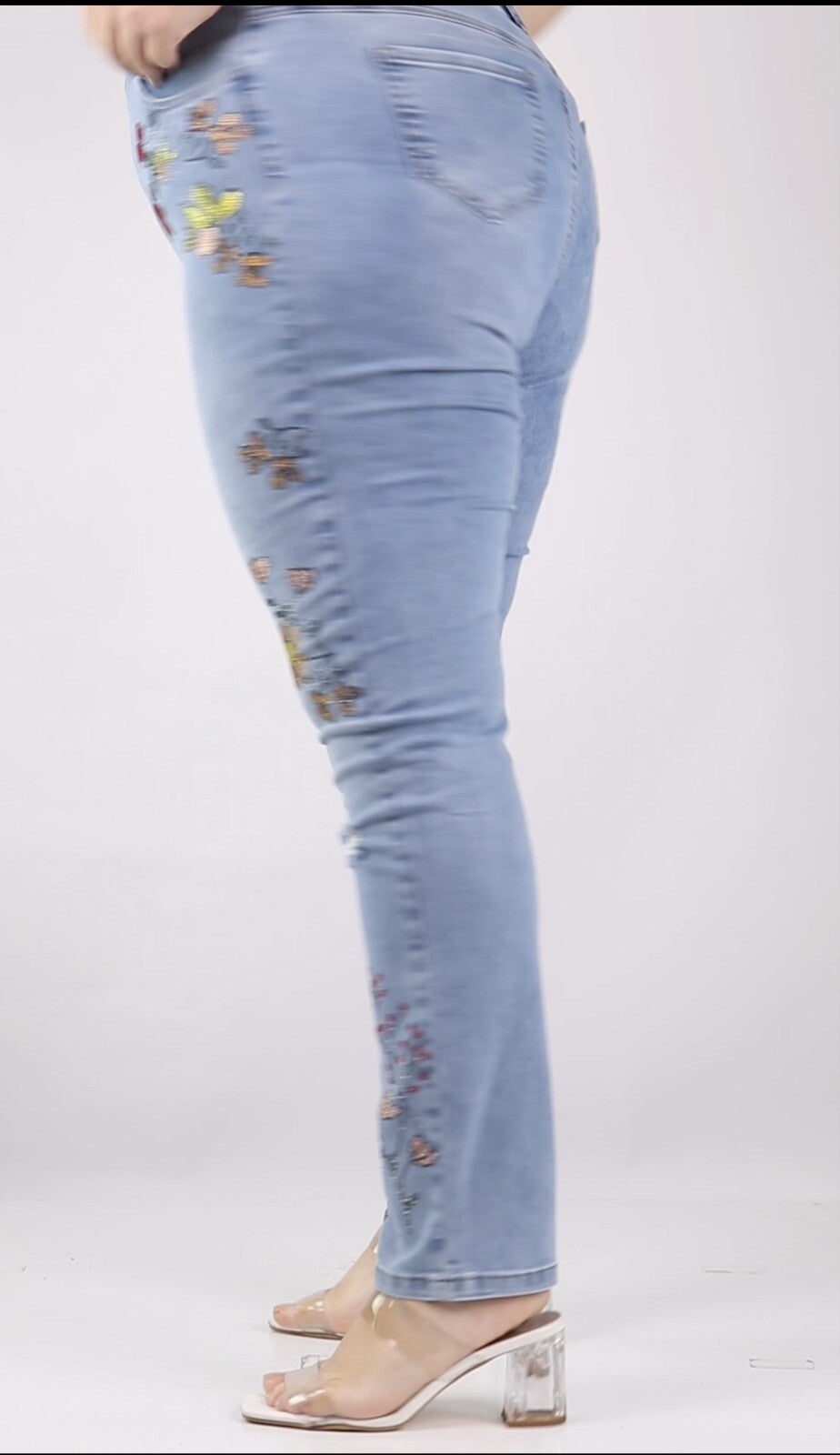 Zanessi Floral Ripped Jeans Sz 22/54 Distressed Embroidered Turkey