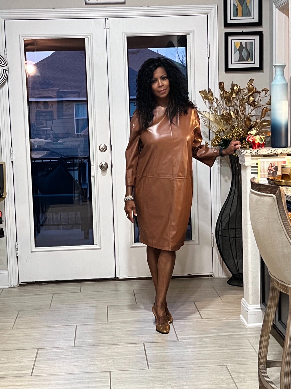 Verda Chic Eco Leather Dress Sz 10/44 | Made In Turkey Modern Style