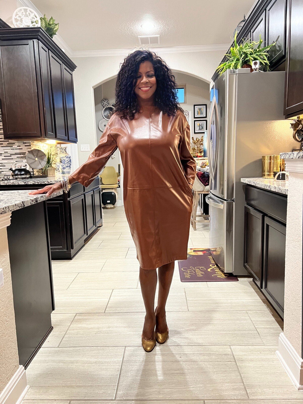 Verda Chic Eco Leather Dress Sz 10/44 | Made In Turkey Modern Style