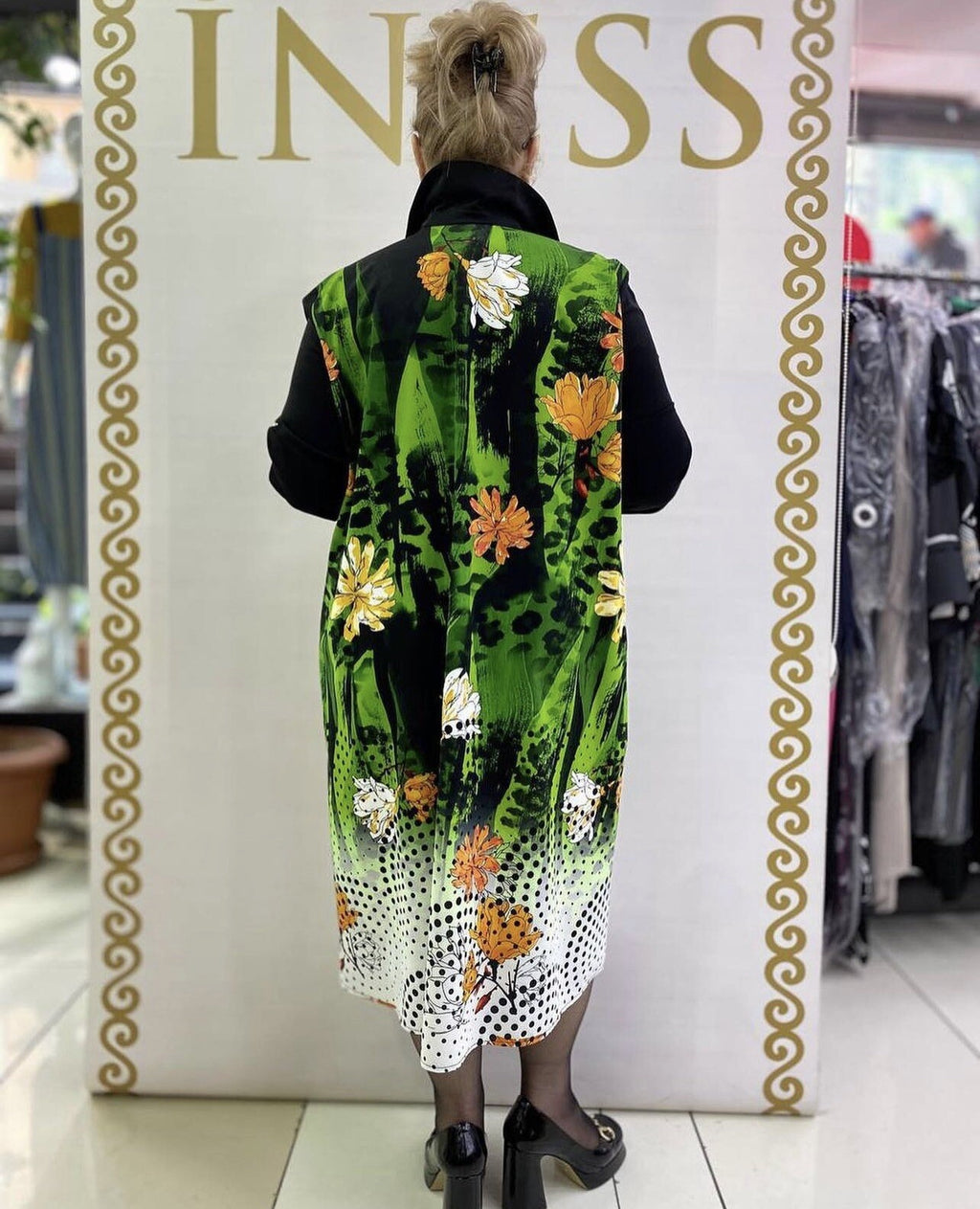 Poyes Dress Sz 20/2 Multicolor Face Print Floral Made In Turkey