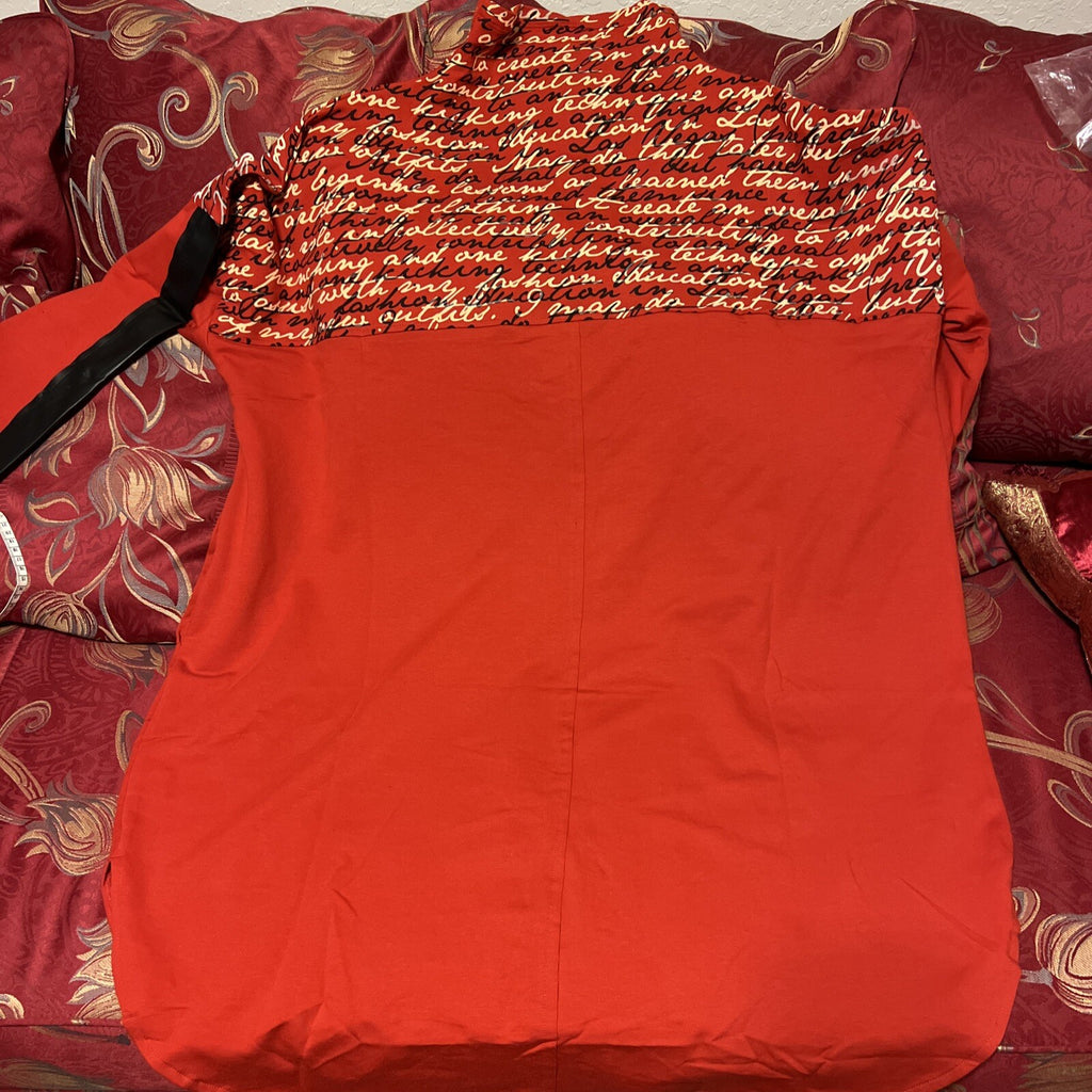 Maxlive Oversized Brick Dress Faux Leather Accent Sz 24/5 Made In Turkey