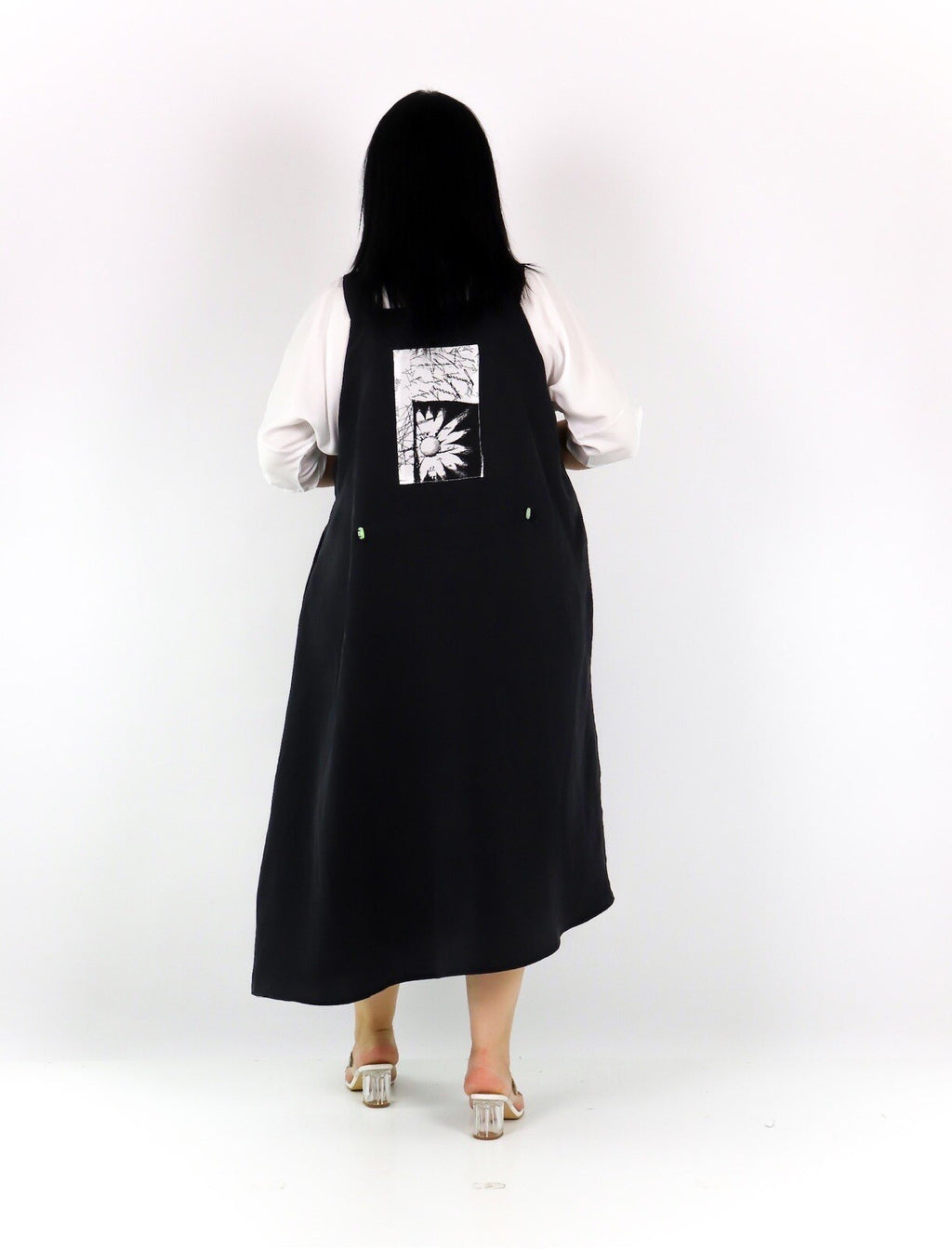 Darkwin 2-Pc Dress Set, Sz 20/2 Made in Turkey, Black & White Layered