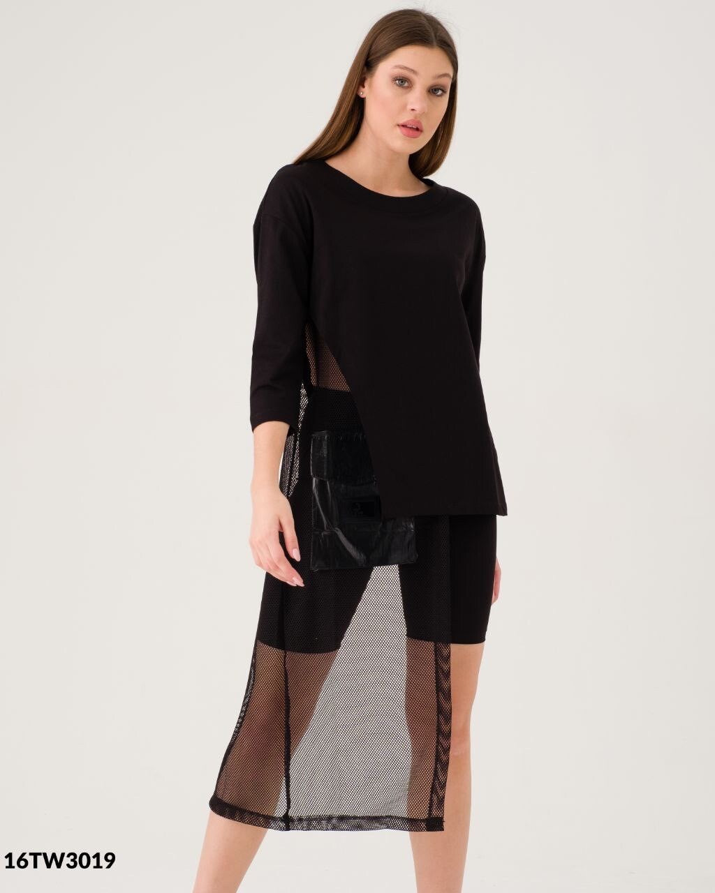 3TW Asymmetrical Mesh Black Top Sz XS Made In Turkey