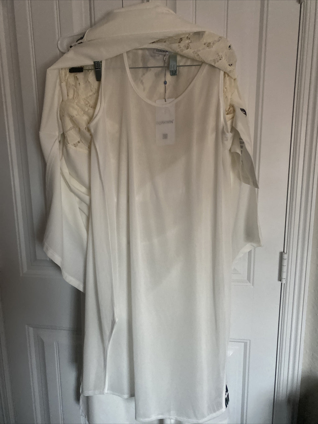 Darkwin White Lace Oversize Dress 20/1 Layered Elegant Made In Turkey